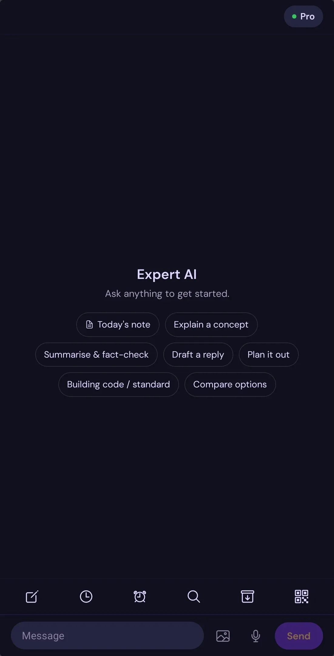 Expert AI landing screen