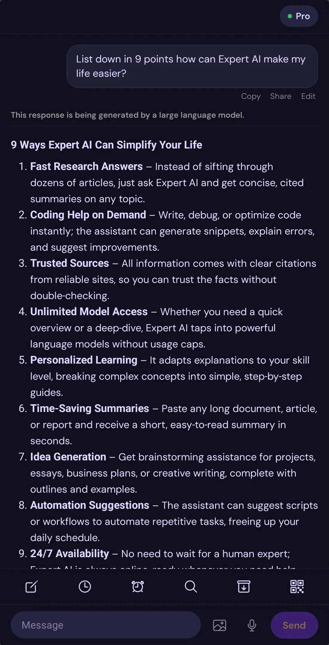 Expert AI first response conversation