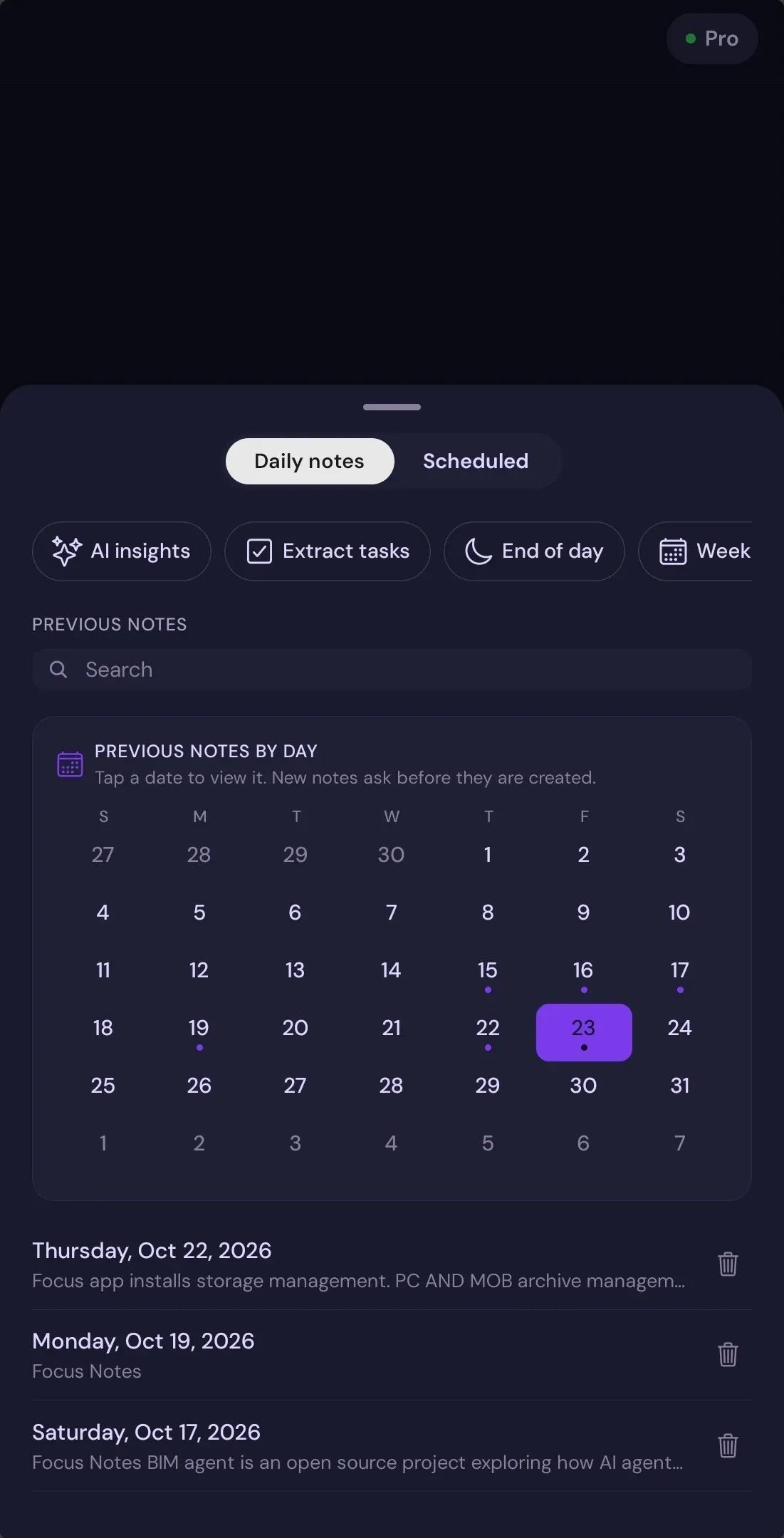 Expert AI daily notes planner