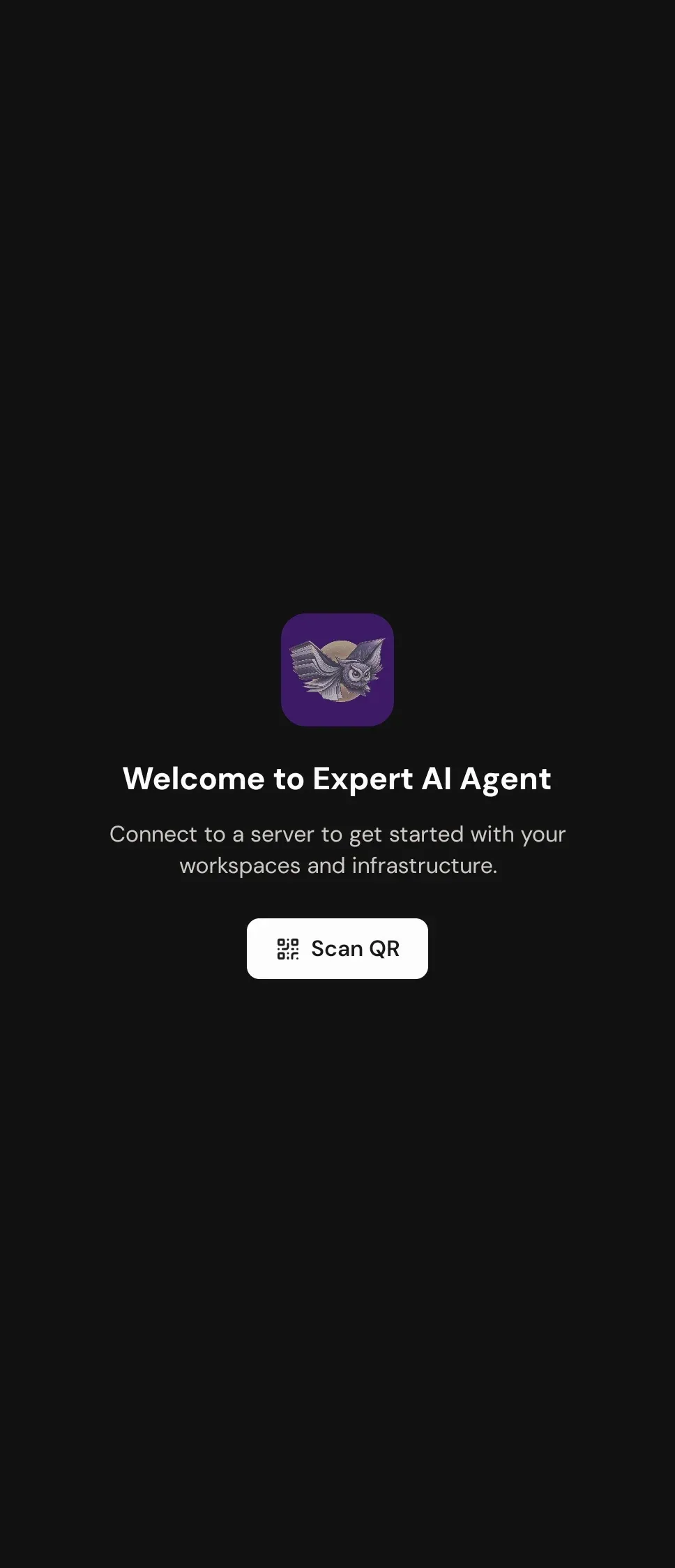 Scan a QR code to connect the mobile app to the Agent